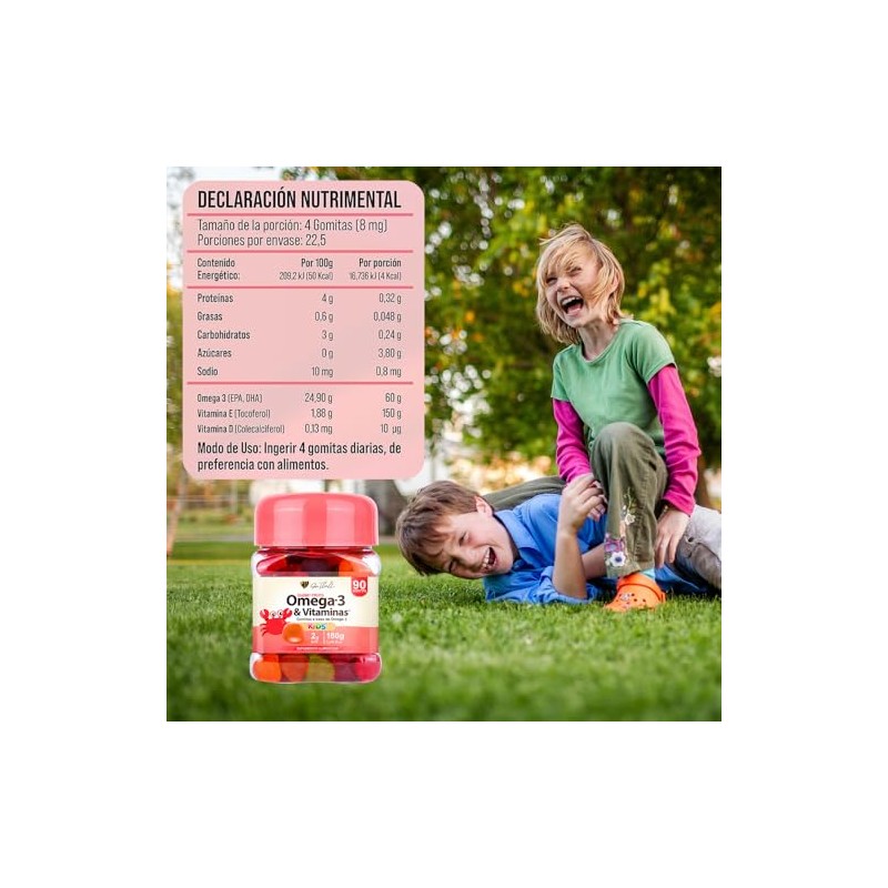 Omega Niños Gomitas Suplemento Vitaminas Aporte Acidos Grasos Epa Dha
