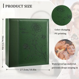 Artmag Photo Album 4x6 400 Photos, Extra Large Capacity Leather Cover Wedding Family Photo Albums Holds 400 Vertical 4x6 Photos(Dark Green)