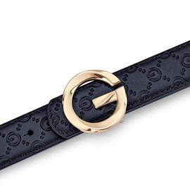 VANNANBA Belts for Genuine Leather with Letter Pinhole Buckle Belt