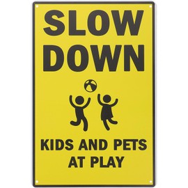 iplusmile Slow Down Sign, Reflective Double-Sided Kids at Play Signs for Neighborhoods Schools Park Sidewalk Driveway