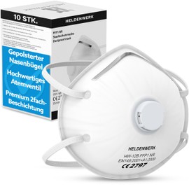 Heldenwerk Respirator Mask Set of 5, 10 or 20 - Premium Breath Mask - Perfectly Adjustable FFP1 Mouth Guard Mask - Fine Dust Mask for Grinding Etc.