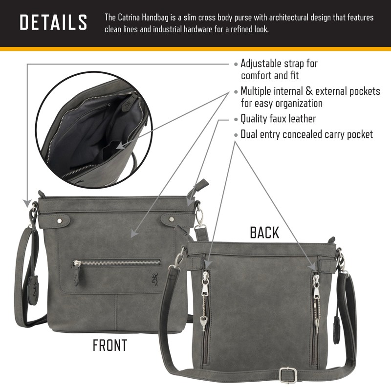 Browning Women's Concealed Carry Catrina Purse, Premium Holstered Handbag With