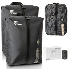 POIXM Vacuum Bags for Travel with Pump, Reusable Space Saver Bag, IP67 Waterproof Vacuum Packing Cubes for Travel Suitcases and Backpack (2PC + PUMP)