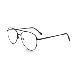 EYE ZOOM Aviator Style Metal Frame Reading Glasses with Spring Hinge, Black, +3.00