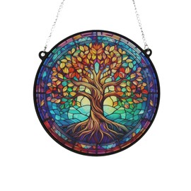 Image Industry Tree of Life Stained Glass Effect Suncatcher - Garden Gift - Outdoor Gift - Memorial Gift (19cm)