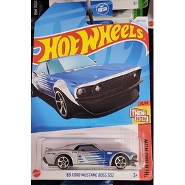 Hot Wheels 69 Ford Mustang Boss 302 Then and Now 10/10 244/250 1:64 Exclusive, Silver/Blue