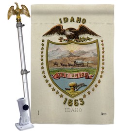 Coat of arms Idaho House Flag Eagle Set Americana States USA American Territories Republic Country Particular Area Small Decorative Gift Yard Banner Double-Sided Made In 28 X 40