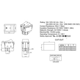 CLDIY DPST 4 Pins 2 Position On/Off Red LED Light Illuminated Boat Rocker Switch Red AC16A / 125V 16A / 250V 3pcs