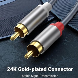 Gold-Plated 2RCA Male to 2RCA Male Stereo Audio Cable 3.3Ft/1M, Double Shielded RCA to RCA Audio Cable for Home Theater, HDTV, Gaming Consoles, Hi-Fi Systems Car Audio Speaker