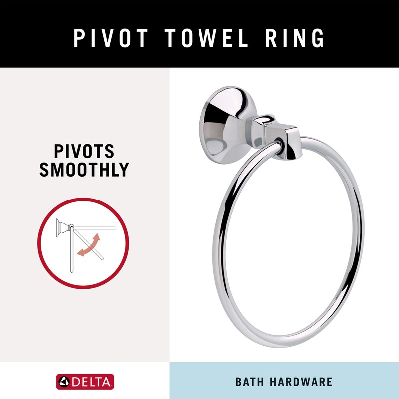 Delta Faucet 76446 Ashlyn Wall Mounted Towel Ring in Chrome,