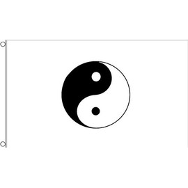 AZ FLAG Yin and Yang White Flag 3' x 5' - Taoism flags 90 x 150 cm - Banner 3x5 ft