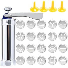 RUIFEN 24-Piece Aluminum Alloy Decorating Gun Set,for Baking, Frosting, Cupcakes, DIY Desserts – Professional & Home Use(20 Pieces + 4 Plastic Nozzles)