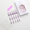 Long Stiletto False Nails - 24Pcs Chorme Pink Almond Press