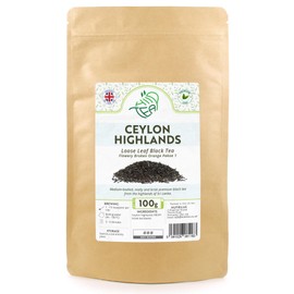 Ceylon Highlands FBOP1 Premium Loose Leaf Black Tea from Sri Lanka – Flowery Broken Orange Pekoe 1 (100g)