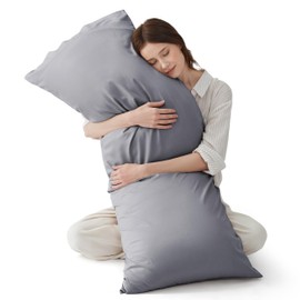 Bedsure Body Pillow Cover - Silver Grey Long Cooling Pillow Cases, 100% Rayon Derived from Bamboo, Cool Body Pillowcase with Envelope Closure for Women, Men, 1 Pack, 20x54 Inches