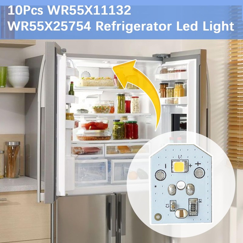 WR55X11132 WR55X25754 Refrigerator Led Light and Cover Assembly Compatible with