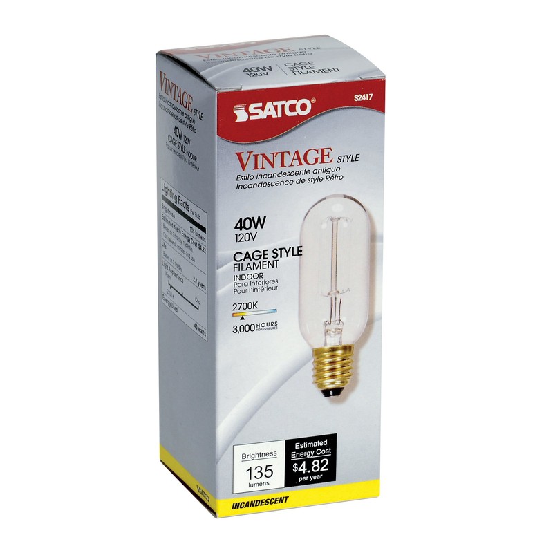 Satco S2417 40 Watt 160 Lumens T14 Incandescent Medium Base