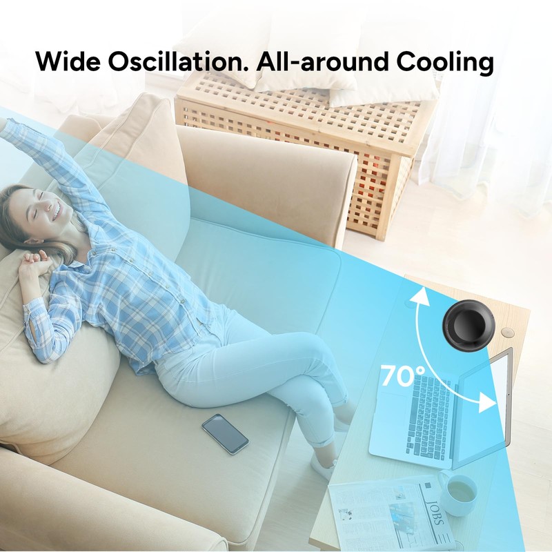 DR.PREPARE 16" Tower Fan, 70° Oscillating Desk Fan, 3 Speeds