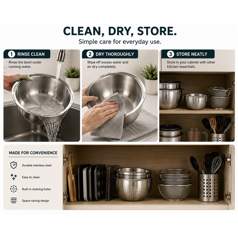 Stainless Steel Rice Washing Bowl for Kitchen Prep – 2-in-1