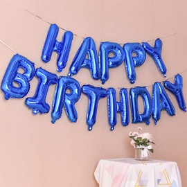 Dark Blue Happy Birthday Banner,16 Inch Mylar Foil Letters Sign,Reusable Balloons for Women, Men, Boys & Girls Birthday Decorations Party Supplies