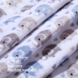 CREVENT 30"X40" Cute Lightweight Silky Cozy Warm Baby Blanket for Boys Infant Toddler Newborn Crib Cot Stroller,, for All Season (Blue Elephant)