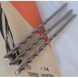 Ace Drills #34 (.1110") Taper Length Drill Bit Straight Shank HSS 118° Pt RH Cut ACE 3 pack
