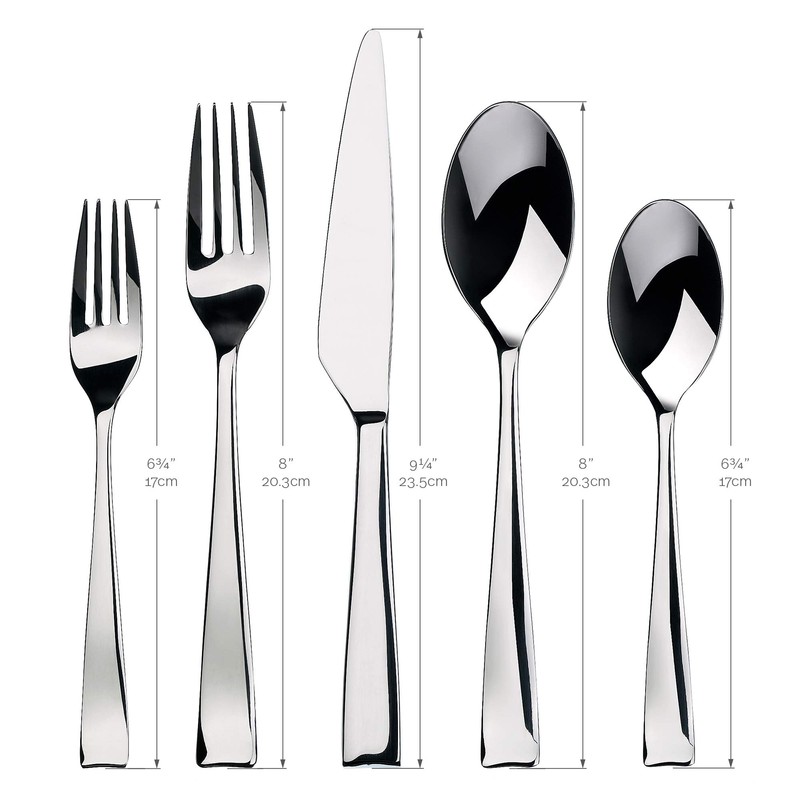 Gourmet Settings 20-Piece Silverware Strand Collection. Polished Stainless Steel Flatware