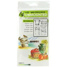 Art Impressions 4111 Watercolor Series WC Containers Rubber Stamp