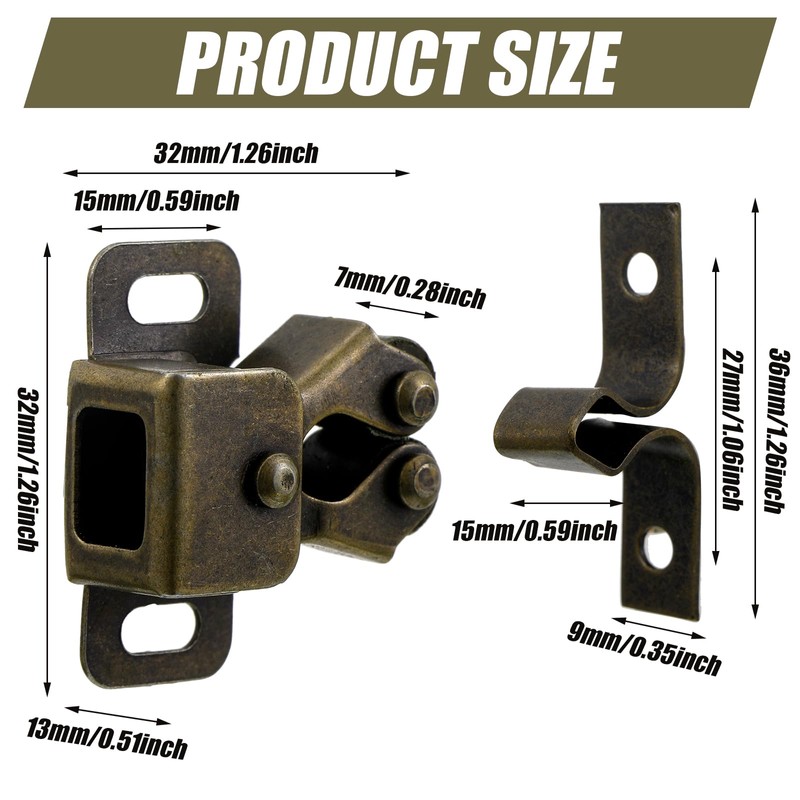 Bonuci 20 Pcs Cabinet Door Latch and Catch Hardware Double