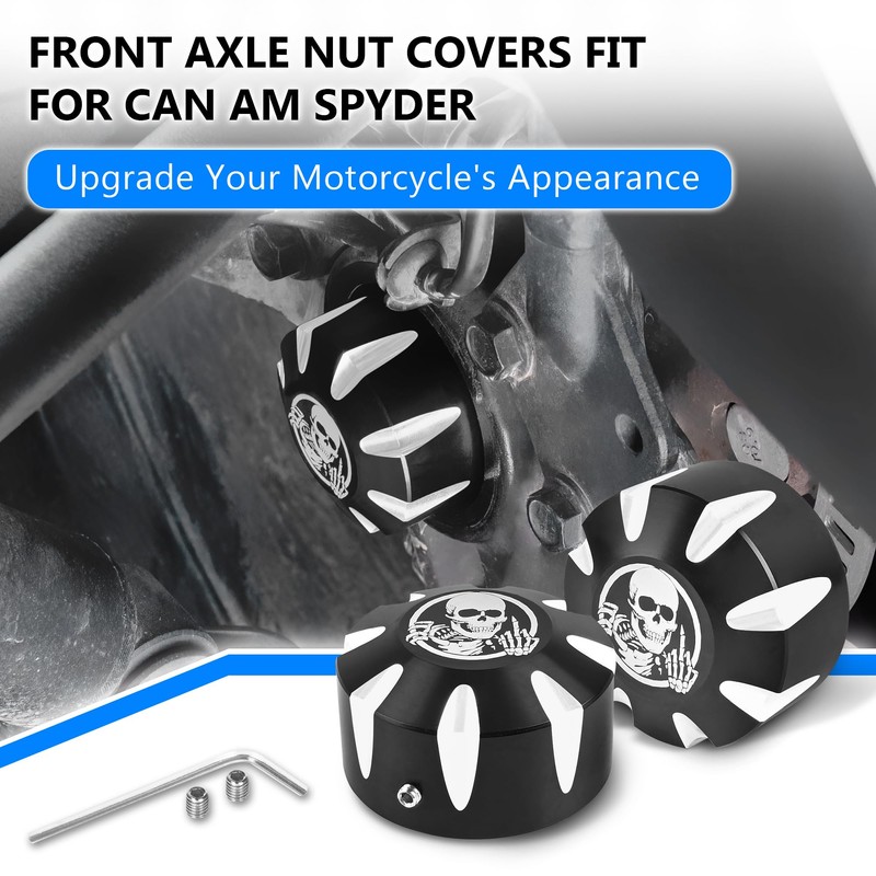 BAKAFOH CNC Aluminum Front Wheel Axle Nut Covers Caps For