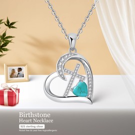CHIRENMA 925 Sterling Silver Turquoise Heart Necklaces for Women Heart Turquoise Pendant Necklaces Jewelry for Women Her Mom Wife, with 18+2inch Chain (style 2)