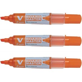 Pilot Pack of 3Marker Begreen V Board Master Chisel Medium Orange Pasteaa