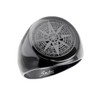 Bungsa Men's Signet Ring Compass Black Stainless Steel, Stainless Steel,