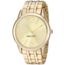 Nine West Women's Quartz Watch with Gold Dial Analogue Display and Gold Alloy Bracelet NW/1578CHGB