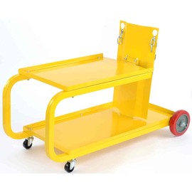 JEGS Welding Cart | Yellow Powder Coated Steel | Includes Safety Chain, Two 5 Inch Caster Wheels, And Two 1 1/2 Inch Swivel Caster Wheels