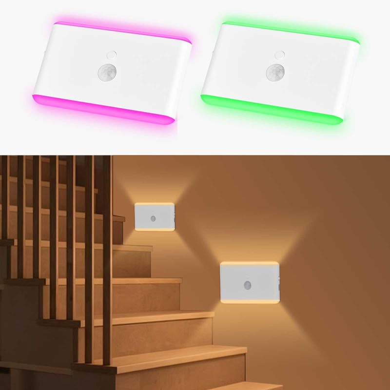 LAVAED Motion Sensor Night Light Indoor,RGB Charging Cordless Stair Lights,LED