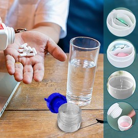Pill Crusher Dispenser,Fine Powder Pill Grinder - Portable Fine Powder Pills Grinding Box Pills Dispenser Convenient For Children