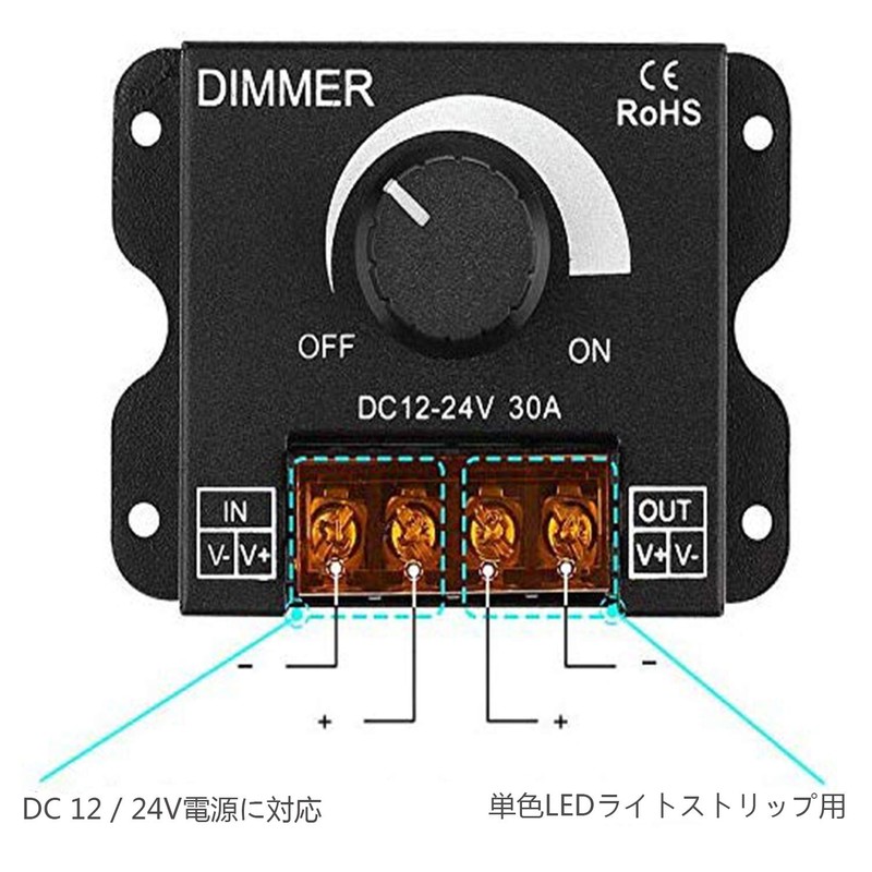 GONOLOWAY Waterproof PWM 0-100% LED Dimmer Switch Rotary Knob On/Off