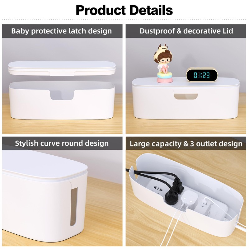 Cable Management Box - Large Cord Organizer Box to Hide