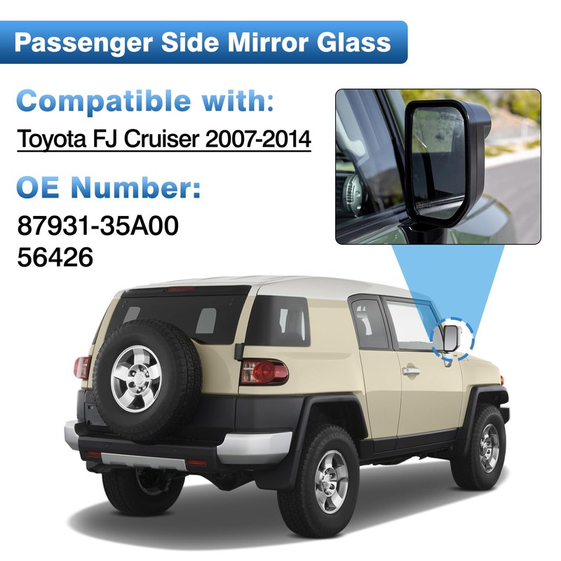 TOP-MAX Passenger Side Mirror Glass Replacement For Toyota FJ Cruiser