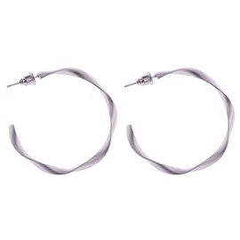 Alilang 14K Gold Plated Hoop Earrings for Womens, Twisted Rope Round Earrings with 925 Sterling Silver Post for Sensitive Ears, White Gold