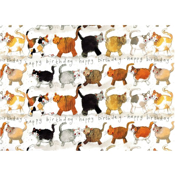 Alex Clark Art Cats Happy Birthday Gift Wrapping Paper 2 Sheets 19.5 in x 27.5 in