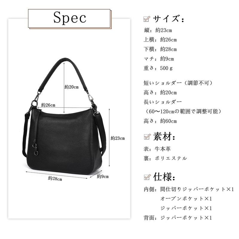 MFFOR Shoulder Bag, Genuine Leather, Women's, 2-Way Crossbody Bag, Handbag,