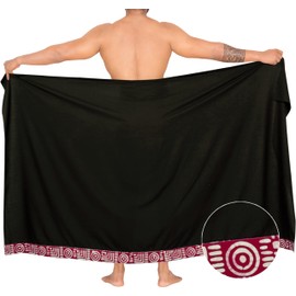 HAPPY BAY Men's Swimwear Beachwear Summer Wrap Sarong One Size Geometric Red