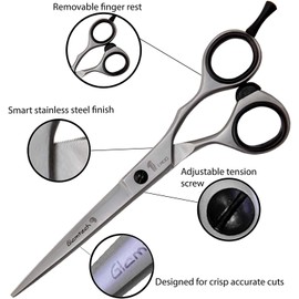 Glamtech One Ergo Hairdressing Scissors, Ergonomic Handle, 5-Inch