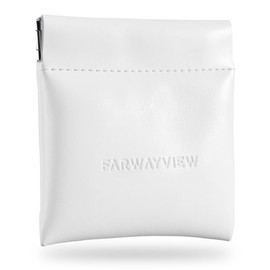 FARWAYVIEW Minimalist Squeeze Coin Purse, Elegant White Vegan Leather Pouch for Women & Men, Small Change Holder for Cash, Keys & Travel Essentials (1 Pack)