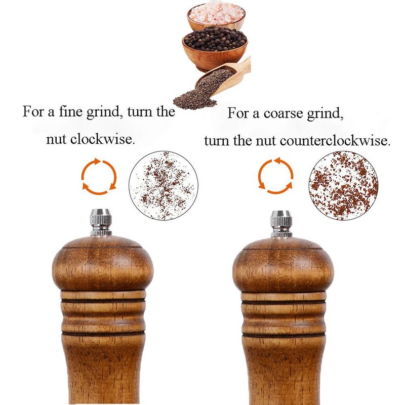 Haomacro Wood Salt and Pepper Grinder Set, Manual Mills with