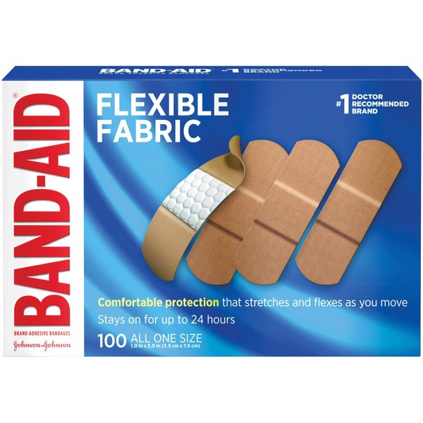 Band-Aid 4444 Flexible Fabric Adhesive Bandages, 1-Inch X 3-Inch, 100/Box