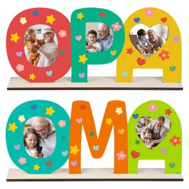 COCHIE Gift for Grandma, Grandpa, Wooden Letters Picture Frame Craft Set, Birthday Gifts for Grandpa, Grandma, Meaningful Gifts for Grandparents from Grandson, Best Grandma/Grandpa Gifts