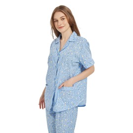 100% Cotton Pajamas For Women Short-Sleeve Long Pants PJS set Cozy Button Down Sleepwear Boyfriend Loungewear S-3XL